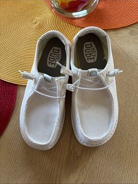 Hey Dude White Knit Slip-On Casual Shoes